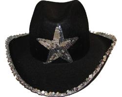 Cappello Sceriffo Nero Con Paiette
