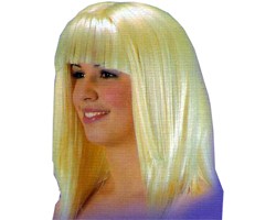 Parrucca Bionda Liscia Con Frangia